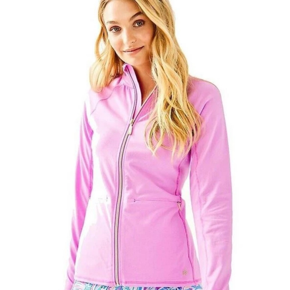 Lilly Pulitzer Luxletic Kapri Striped Quarter Zip Jacket purple Size XS